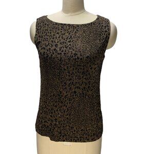 Chicos Travelers Black & Gold Leopard Sleeveless Top Size 1